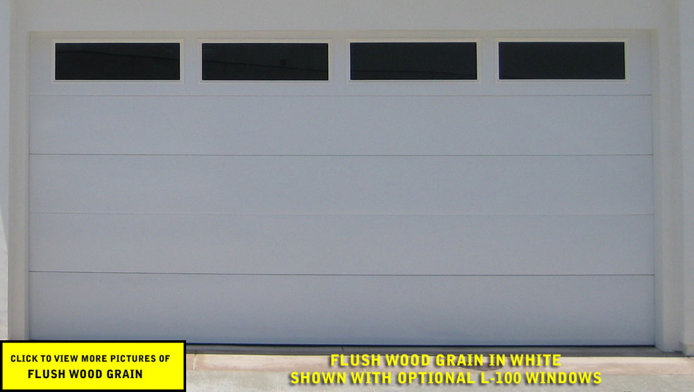Flush Wood Grain Garage Door, Flush Panel Garage Door White